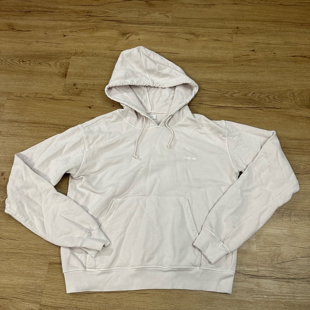 ANINE BING Women’s XS Cream Ivory Logo Pullover Hoodie Sweatshirt